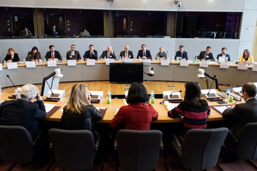 Vĕra Jourová, Vice-President of the European Commission in charge of Values and Transparency, and Mariya Gabriel, European Commissioner for Innovation, Research, Culture, Education and Youth, participate in the meeting with organisers of the European Ci