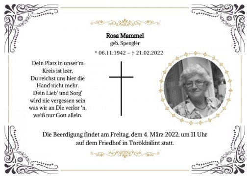 Rosa Mammel Beerdigung