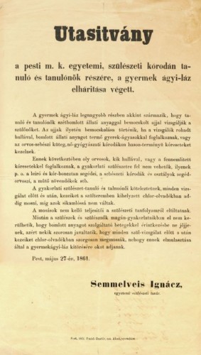Die Anweisungen von Semmelweis über das Händewaschen im Jahre 1861 (Foto: semmelweis200.hu) semmelweis_utasitvanya_a-kezmosasrol_1861-580x1024